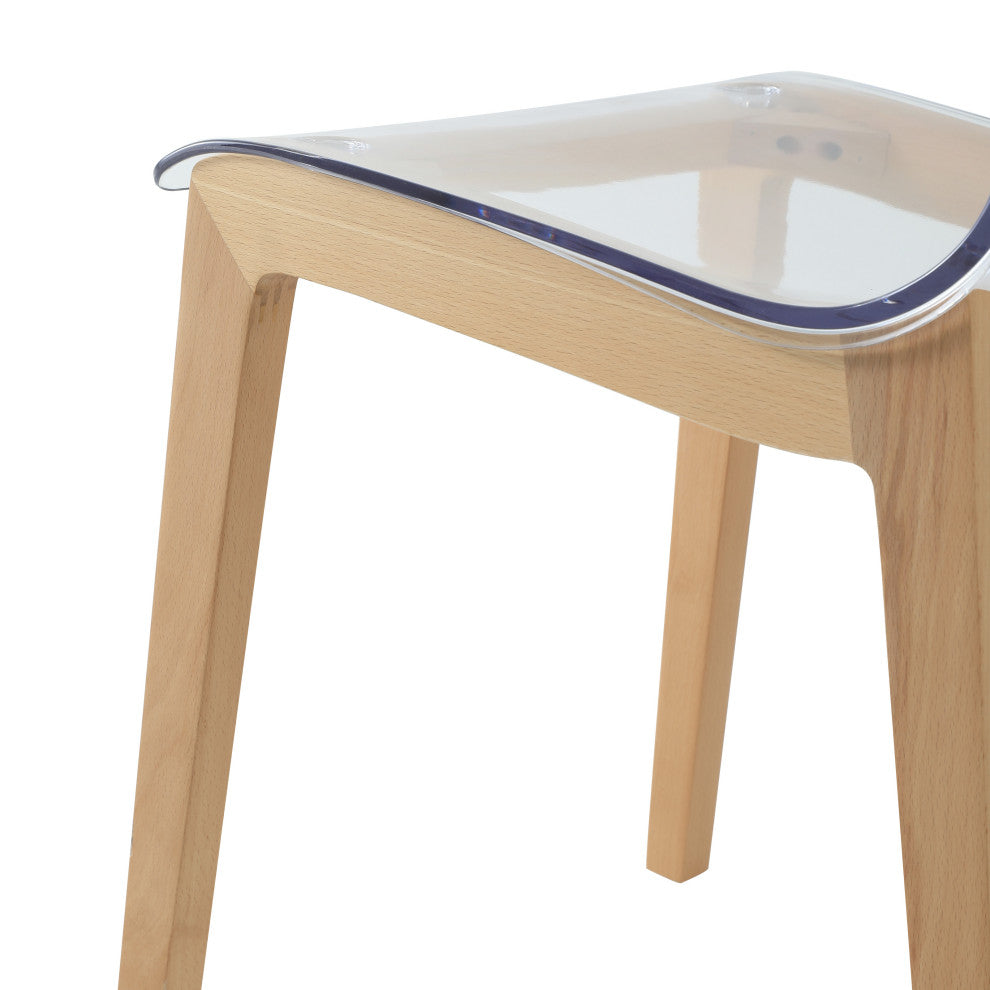 LeisureMod Marsden Modern Dining Chair With Beech Legs Set of 2, Natural Wood