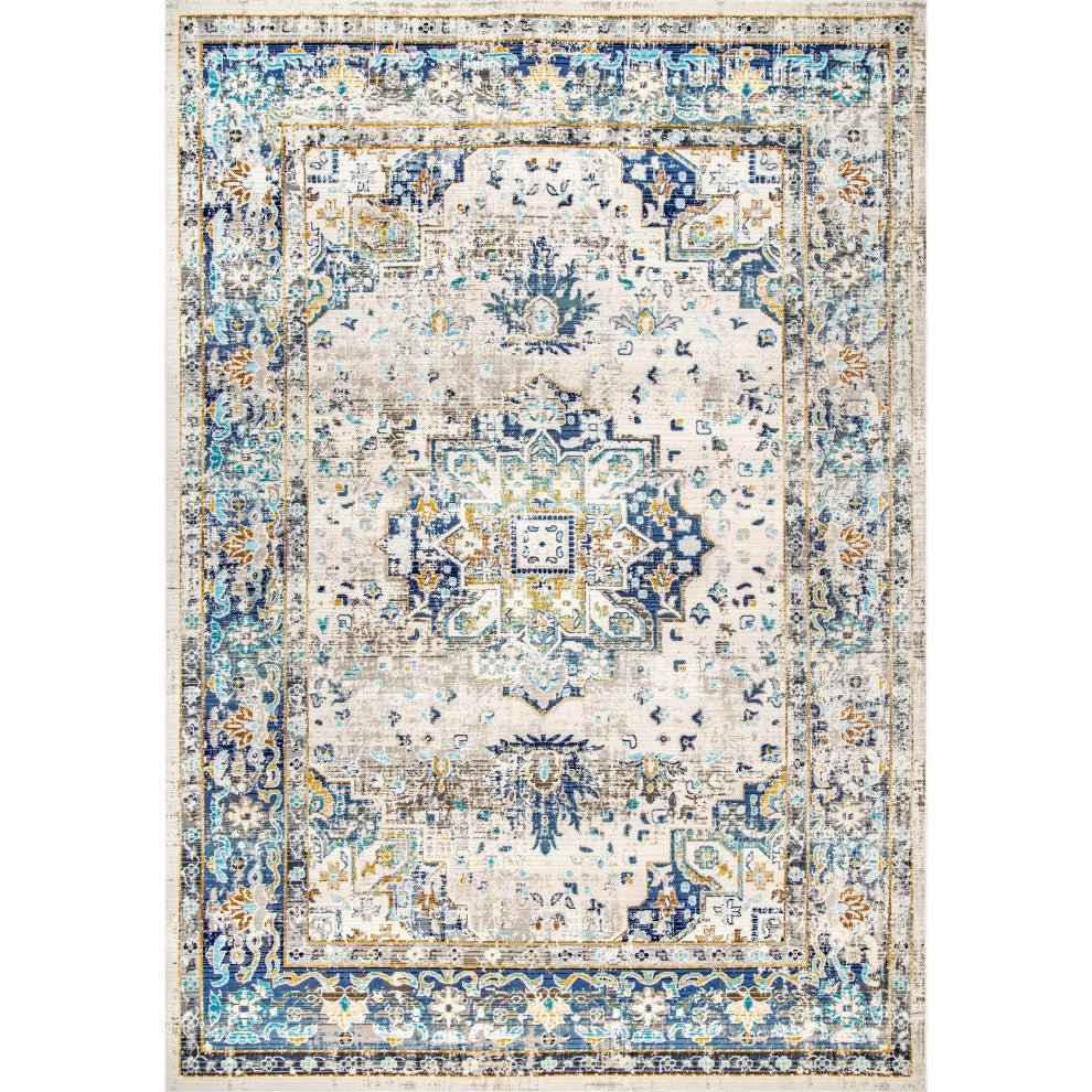 Nuloom Ainsley Fading Token Traditional Vintage Area Rug, Blue 8'Round