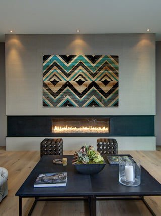 "Square Dimensions" Painting Print on Natural Pine Wood