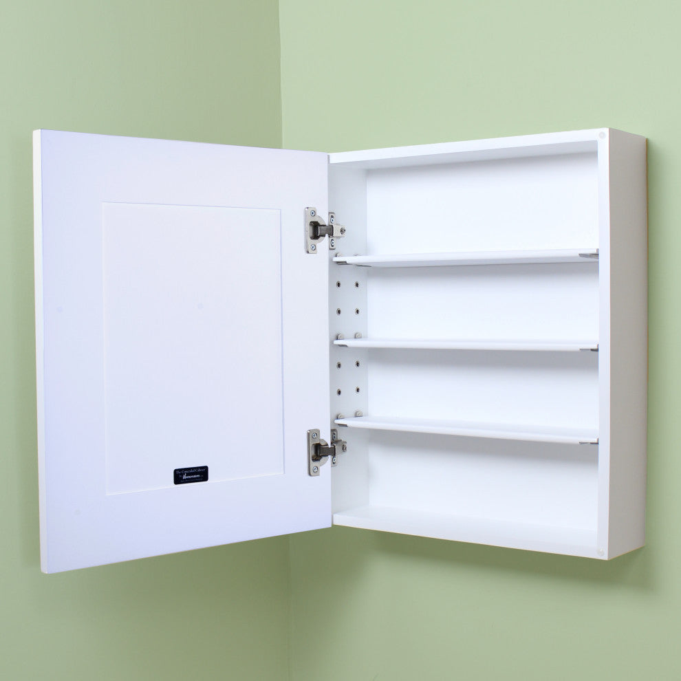 White Shaker Style Wall-Mount Medicine Cabinet, Shaker White Beadboard Panel