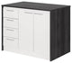 Contemporary Kitchen Island, 4 Drawers & Large Cabinet, Gray Oak/White