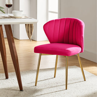 Luna Contemporary Side Chair With Tufted Back, Fuchsia