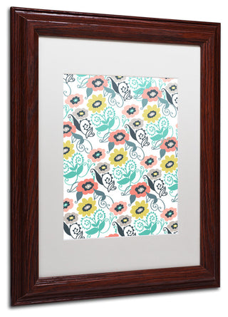 Elizabeth Caldwell 'Suzani Floral' Art, Wood Frame, White Mat, 11x14