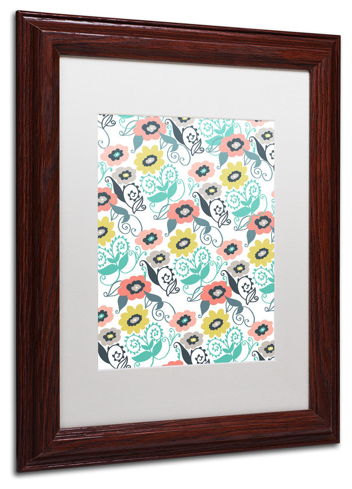 Elizabeth Caldwell 'Suzani Floral' Art, Wood Frame, White Mat, 11x14