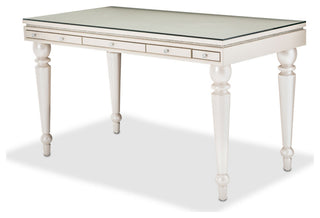 Glimmering Heights Writing Desk with Glass Top - Ivory