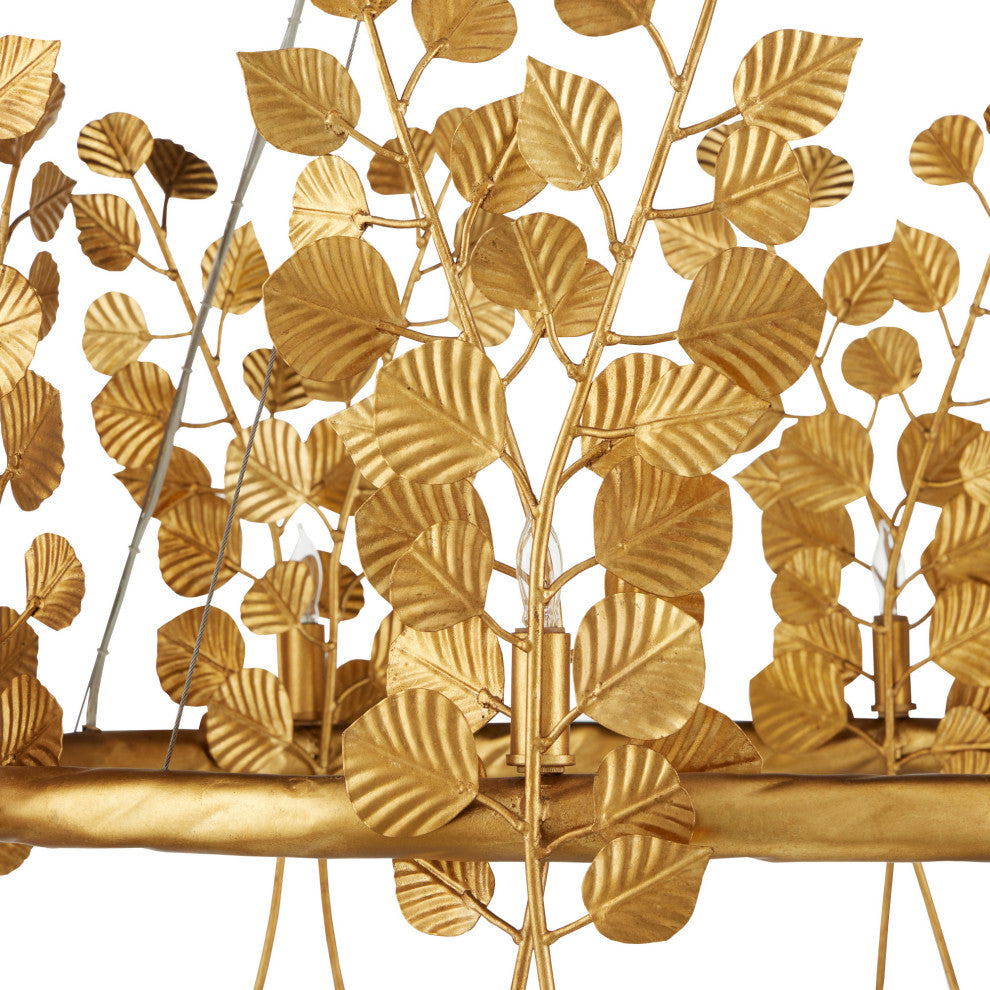 Golden Eucalyptus  Round Chandelier