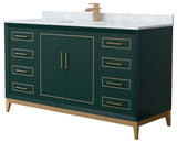 Marlena 60" Green Single Vanity, Top, Bronze Trim
