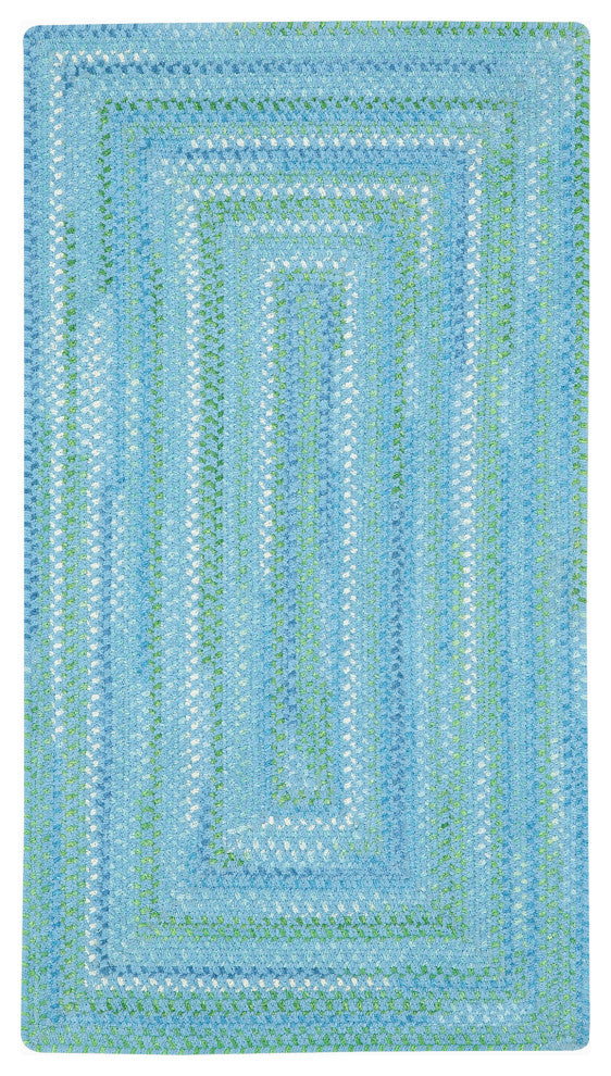 Capel Waterway Blue 0470_400 Braided Rugs - 4' X 6' Concentric Rectangle