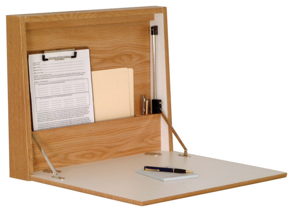 Wall Desk/Laptop Workstation, Mahogany, Oak