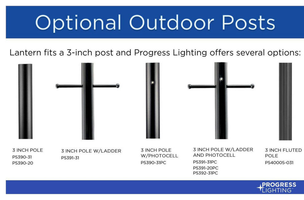 Progress Lighting 1-9W LED Post Lantern, Black