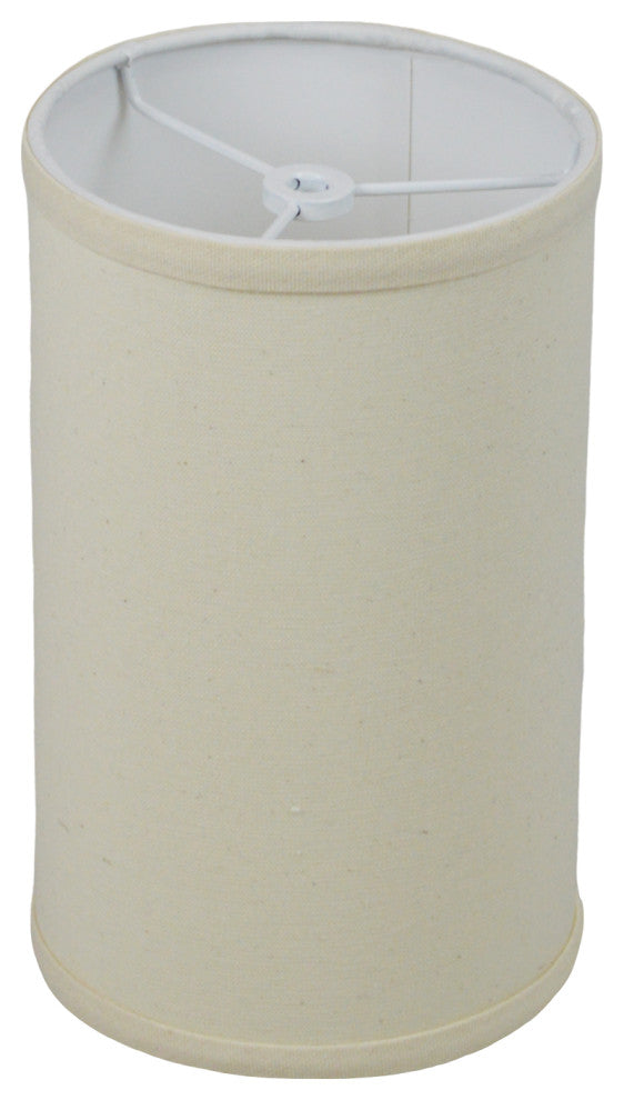 Fenchel Shades 6"x6"x10" White Spider Attachment Drum Lamp Shade, Linen Beige Homespun