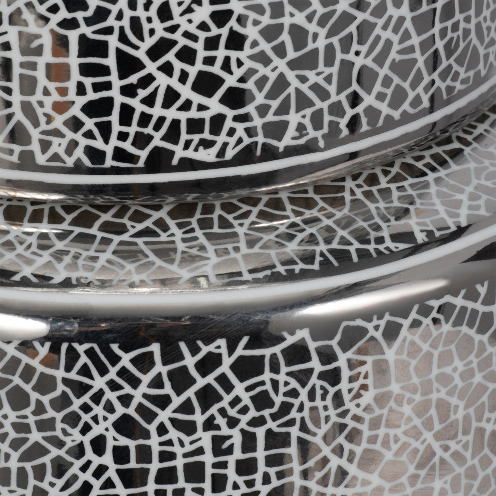 Ceramic 12" Jar, Crackle Silver