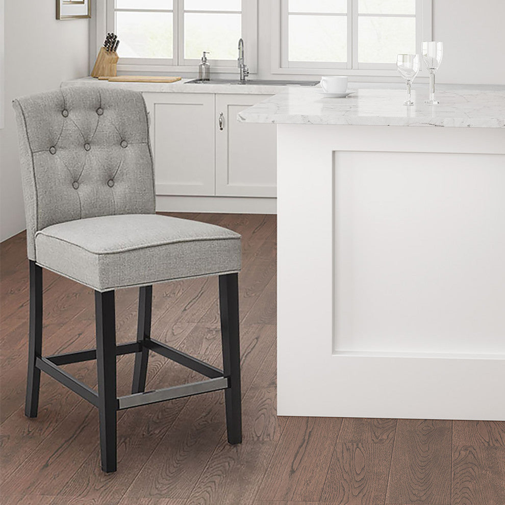 Madison Park Marian Tufted Back 26" Counter Stools, Grey