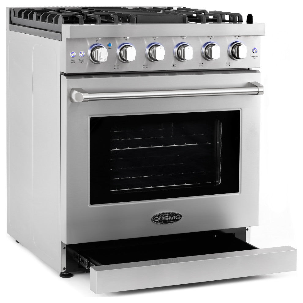 3-Piece, 30" Gas Range, 30" Range Hood, 48 Bottle Wine Refrigerator