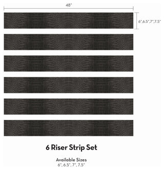 Crocodile Peel and Stick Stair Riser Strips, Black, 48"w X 7"h, 6 Pack