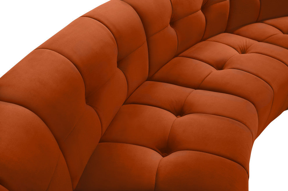 Limitless Velvet Upholstered 3-Piece Modular Sectional, Cognac