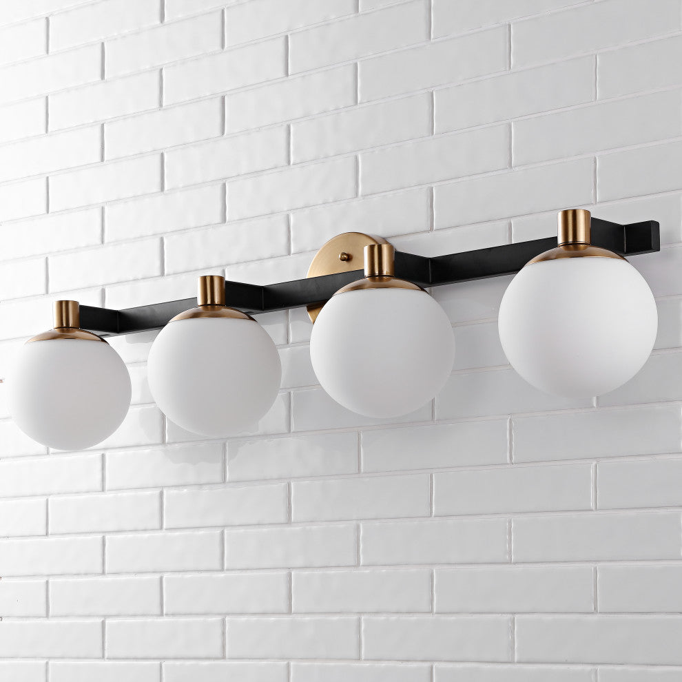 Modernist Globe Metal/Frosted Glass LED Vanity, 4-Light