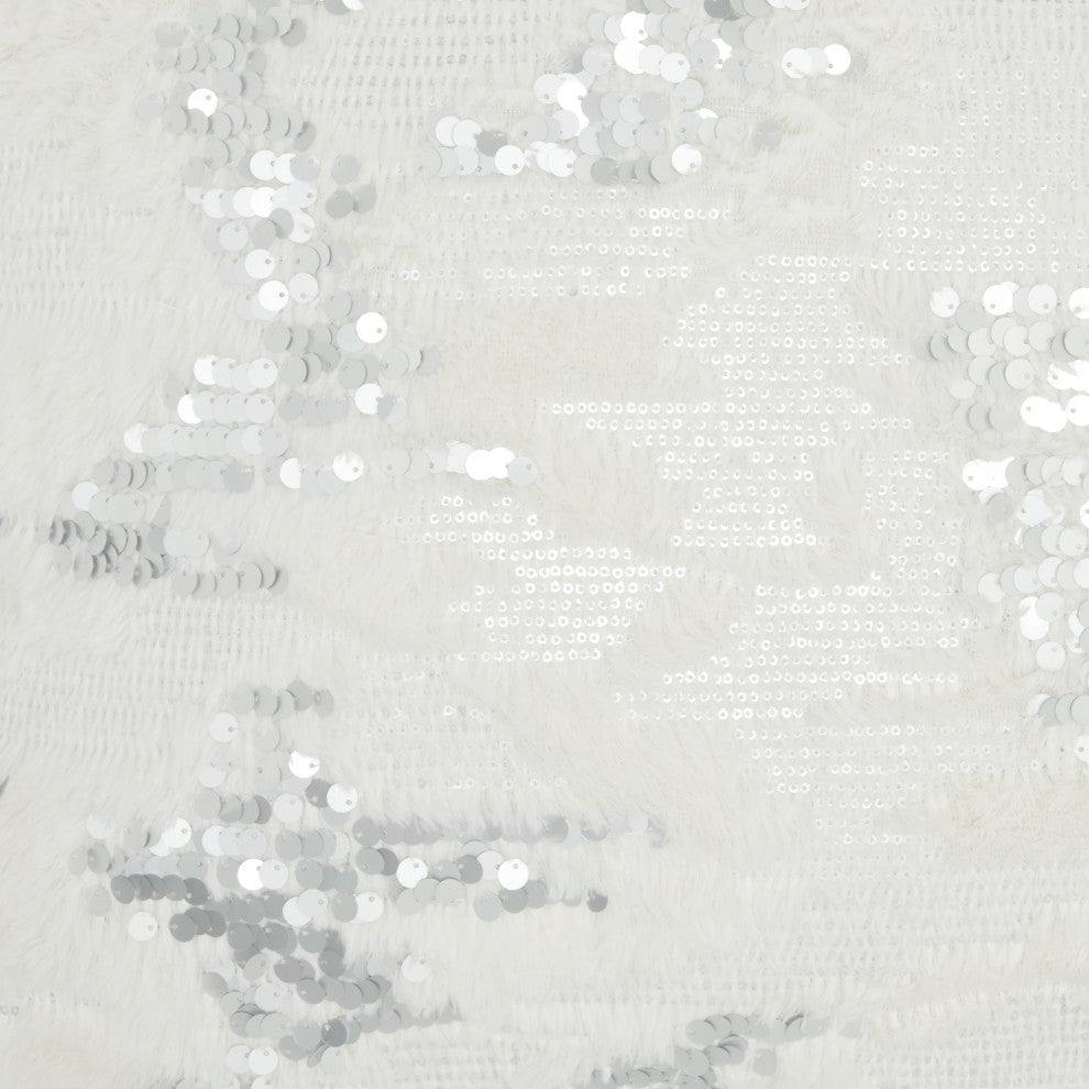 Sequined White  Accent Throw Pillow