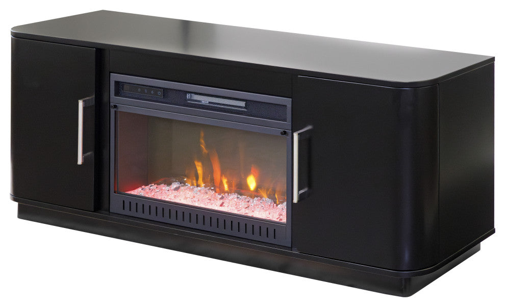 Modern 60" Fireplace Console Entertainment, Black