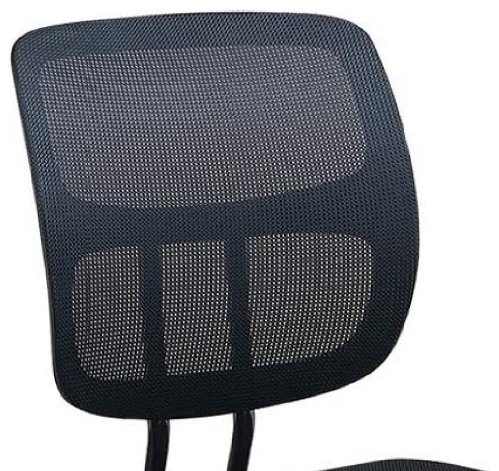 Benzara BM266474 Office Chair With Curved Mesh Back and Adjustable Height, Black