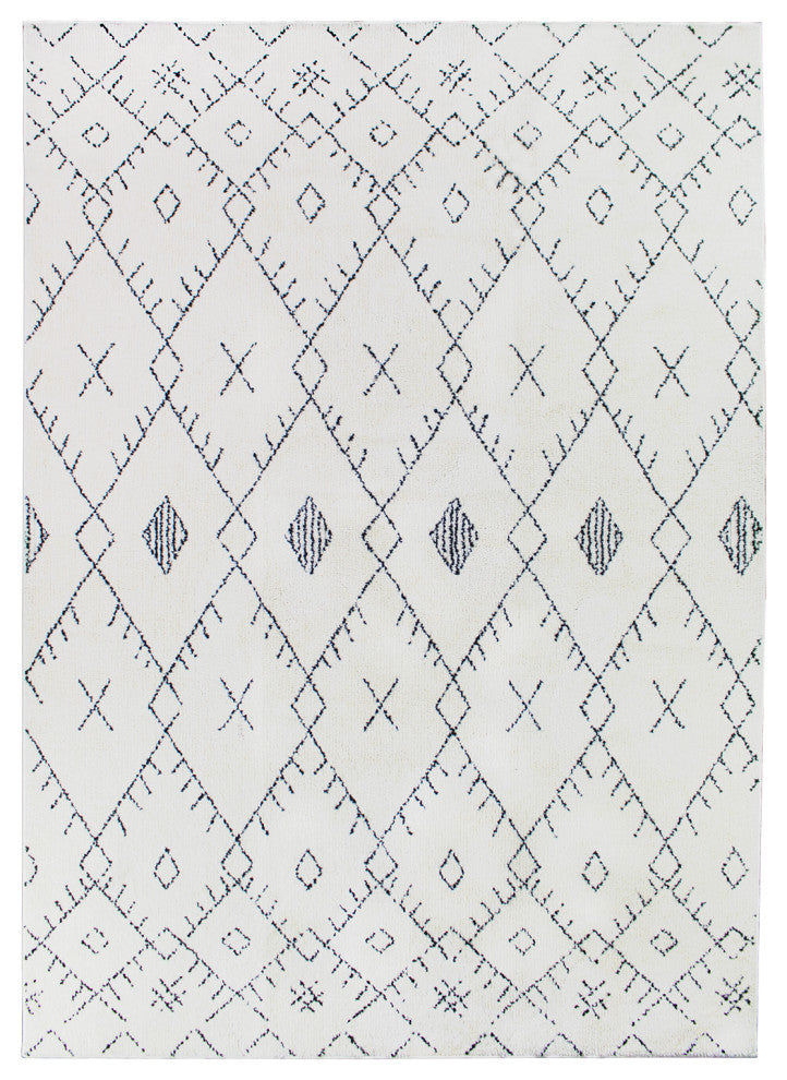 Soft Plush Boho Moroccan Pile Shag Accent Rug 5 x 7, White