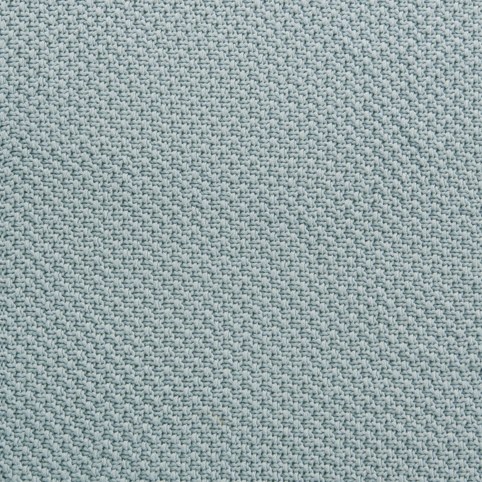 Cotton Knit Throw Blanket, 50"x60", Light Blue, 1 Piece