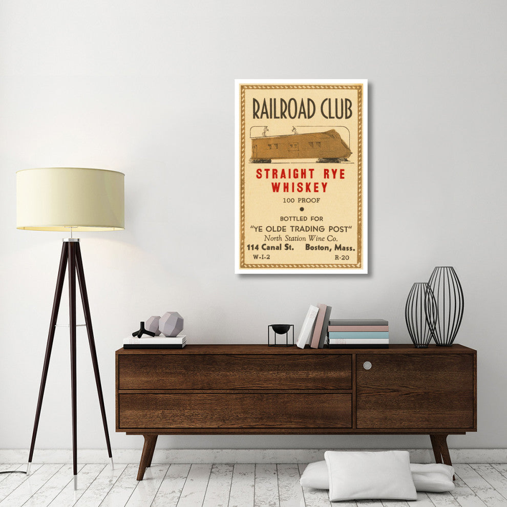 "Railroad Club Straight Rye Whiskey" Print by Vintage Booze Labels, 31"x46"