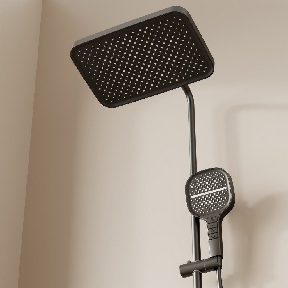 Thermostatic Complete Shower System with Handheld Shower and Bidet, Matte Black