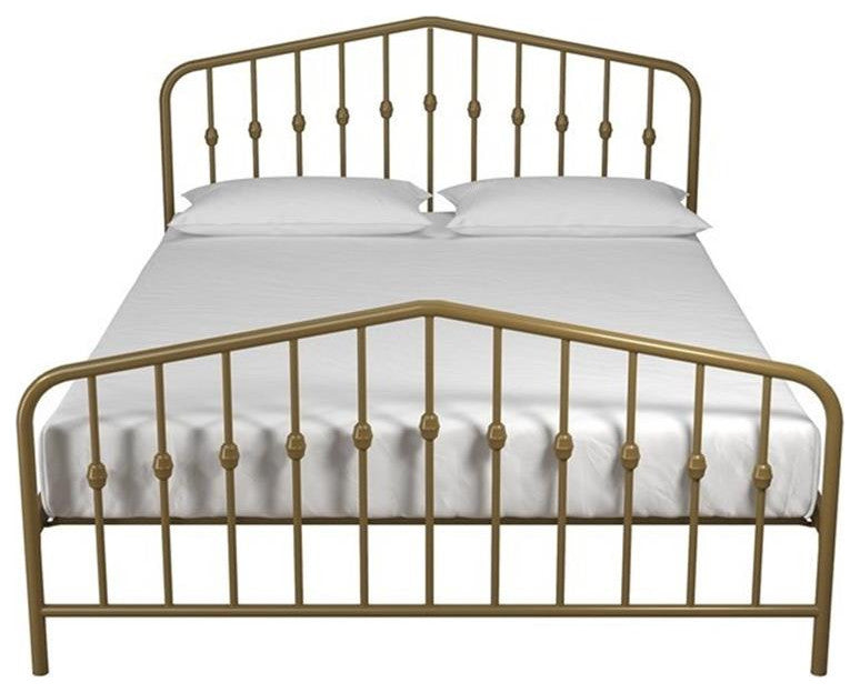 Novogratz Bushwick Full Adjustable Metal Bed in Gold