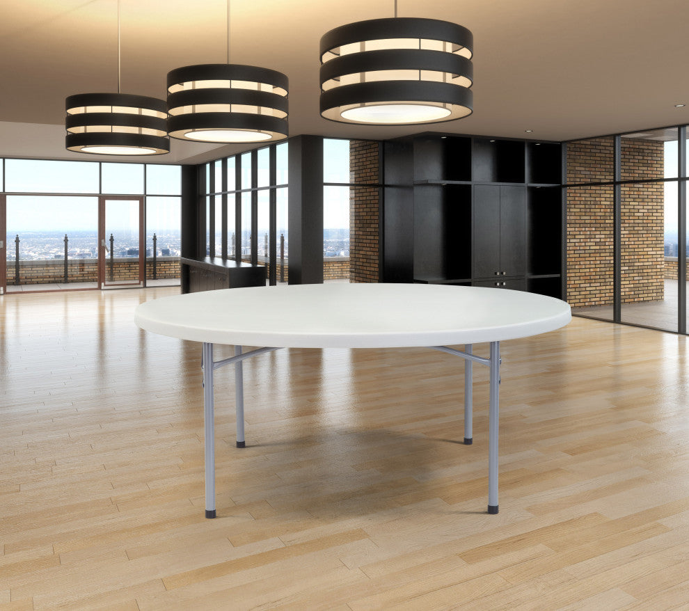 NPS 71" Heavy Duty Round Folding Table, Speckled Grey