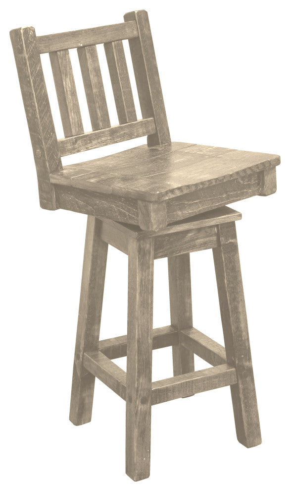 Barnwood Style Timber Peg Swivel Stool, Frost, Bar Height