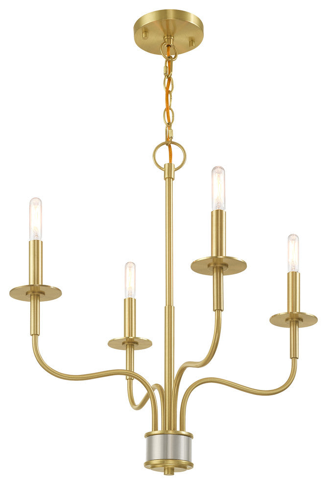 Mid Century Modern Satin Brass Mini Chandelier
