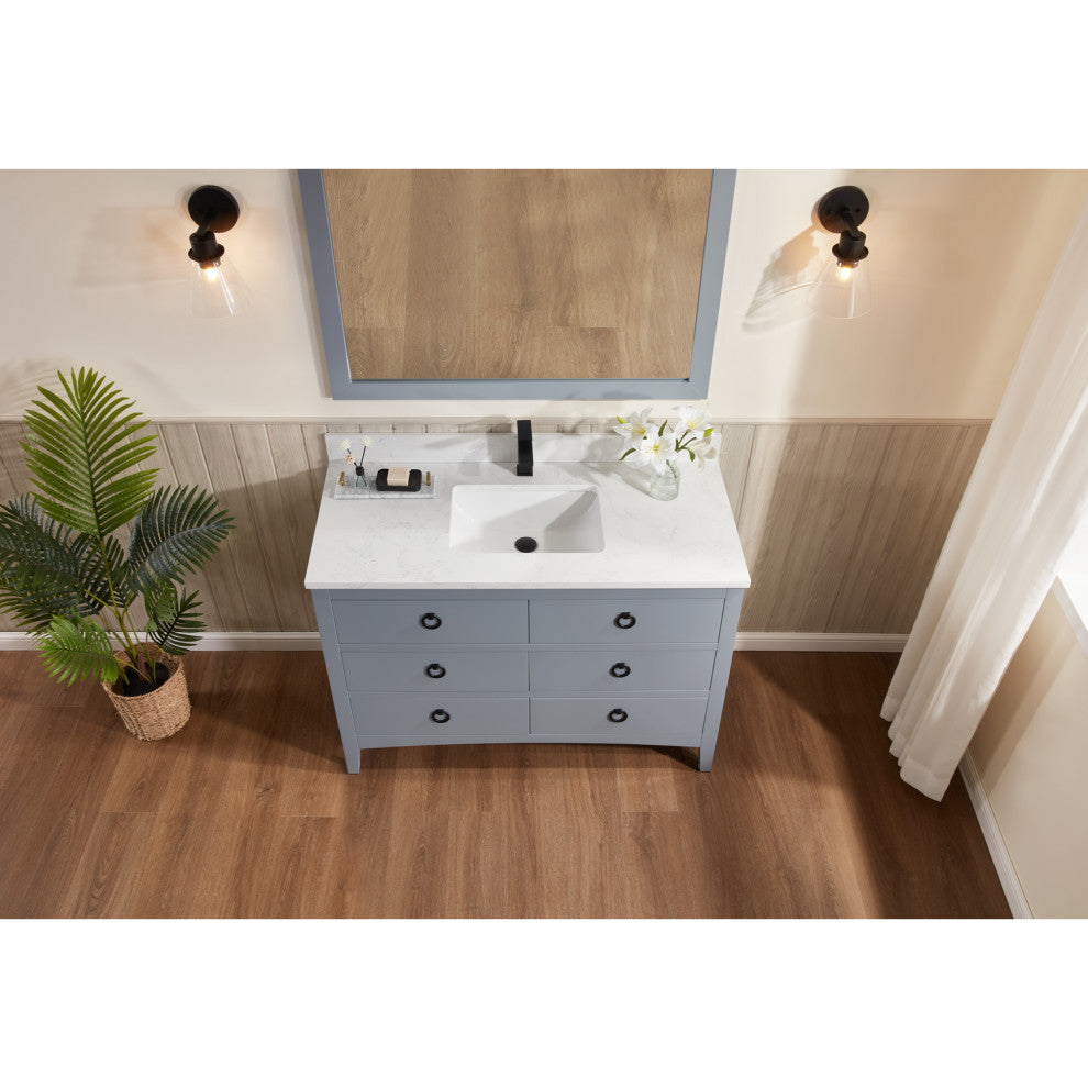 Legion Furniture WS2518 Series Bathroom Sink Vanity, Cadet, 48", Artificial Stone Top, Single Sink
