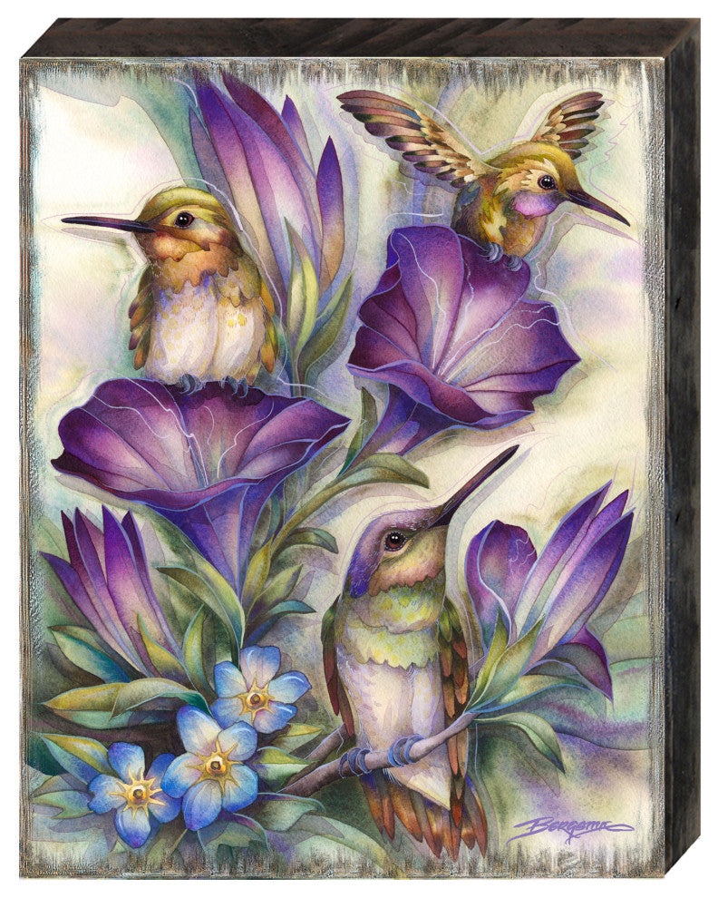 Everlasting Friendship Hummingbirds Wooden Wall Art, Petite 7.5x5.5