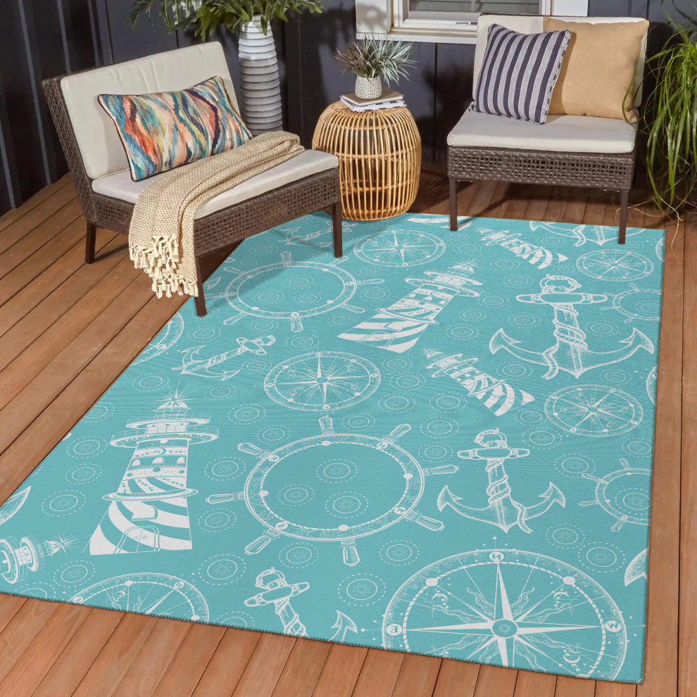 Indoor/Outdoor Harbor HA9 Ocean Machine Washable 8' x 10' Rug