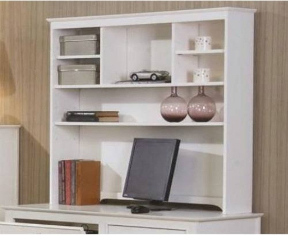 Benzara BM69578 Wooden Computer Desk Hutch, White