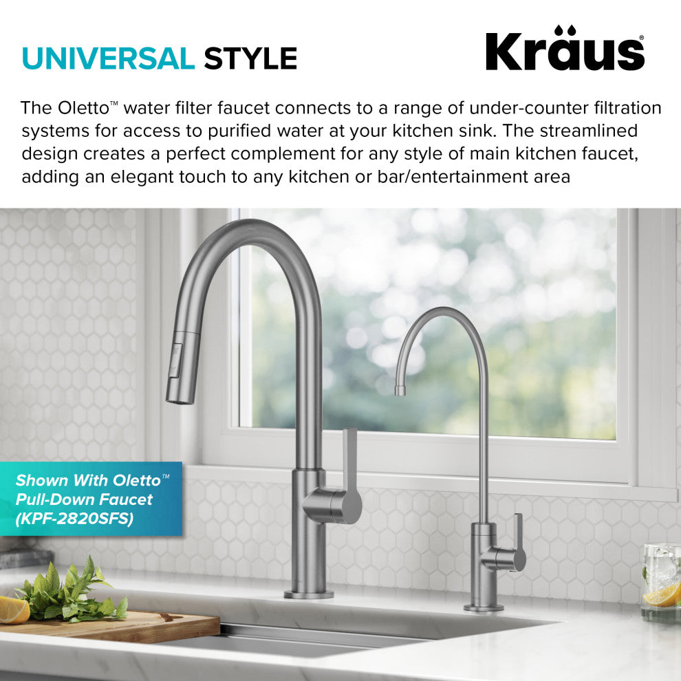 KRAUS Oletto 1-Handle Drinking Water Filter Faucet, Spot Free Stainless Steel