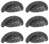 Black Cabinet Drawer Cup Bin Pull Wrought Iron 4" W x 2" H Pack of 6