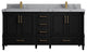Aberdeen 72 Double Sink Bath Vanity in Black 2" Venatino Quartz