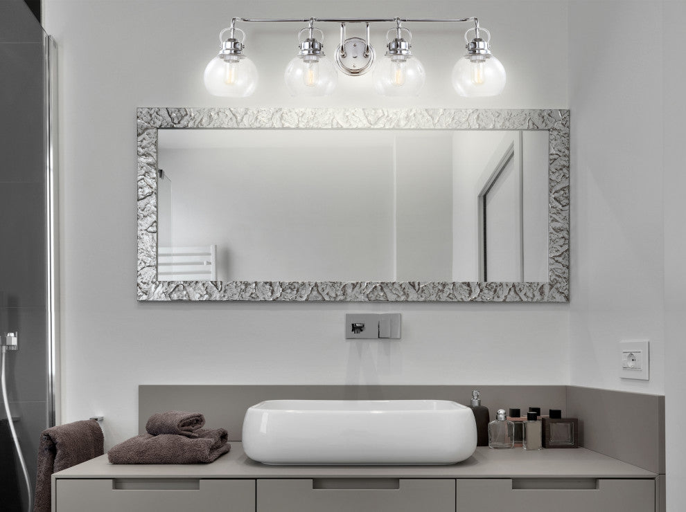 Shirley Metal, Bubbled Glass Vanity Light, Chrome, 4-Light