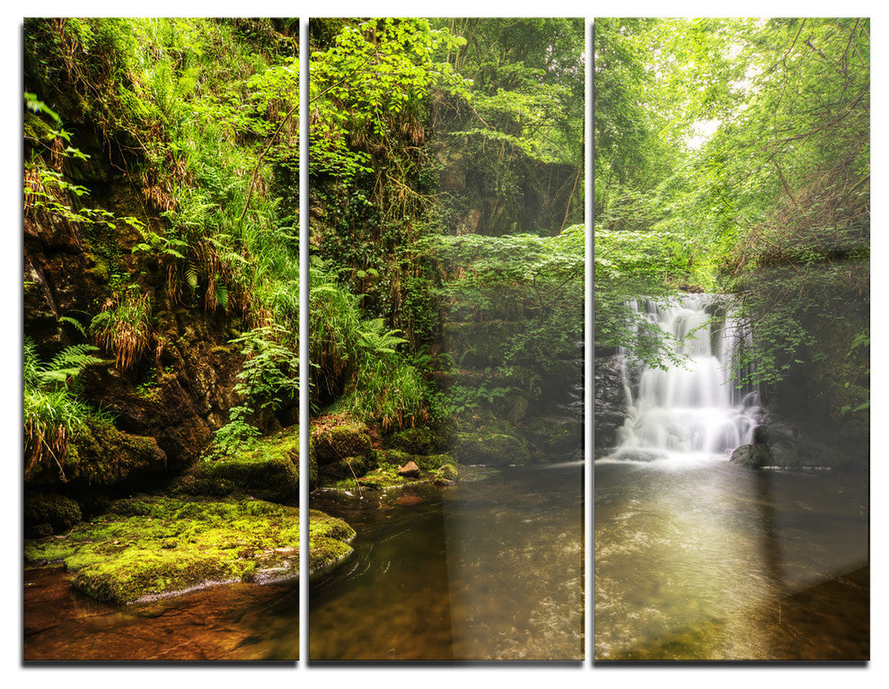 "Water Flowing over Rocks" Photo Metal Wall Art, 3 Panels, 36"x28"