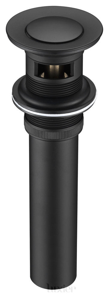 1-1/2" Push Pop-Up Drain Stopper for Sink, Matte Black, With Overflow