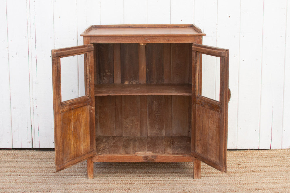 Vintage Teak Glass Kitchen Cabinet