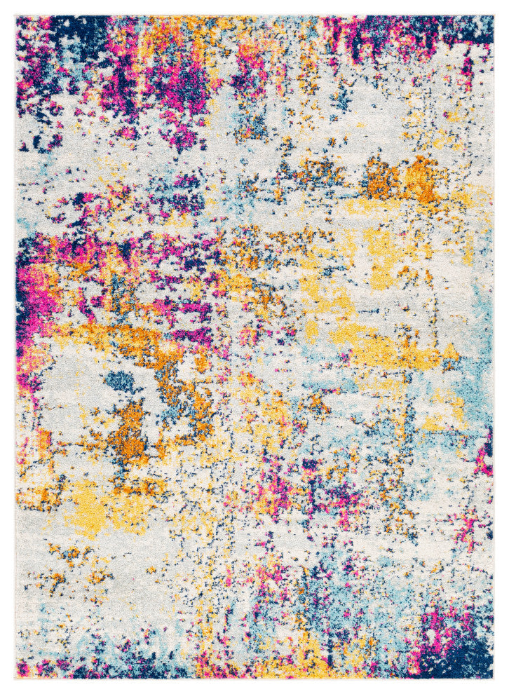 Surya Sunderland SUN-2320 7'10"x10'3" Rug, Yellow/Blue/Aqua/Burnt Orange/Pink