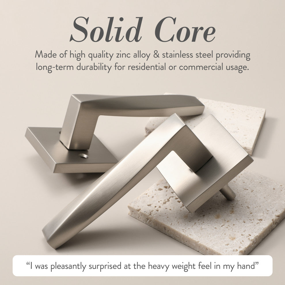 Modern Heavy Duty Designer Interior Door Lever - Convex Collection, Satin Nickel, Double Dummy