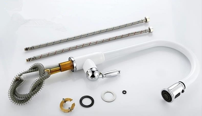 Nola Brass Deck Mounted White Single Handle Kitchen Faucet