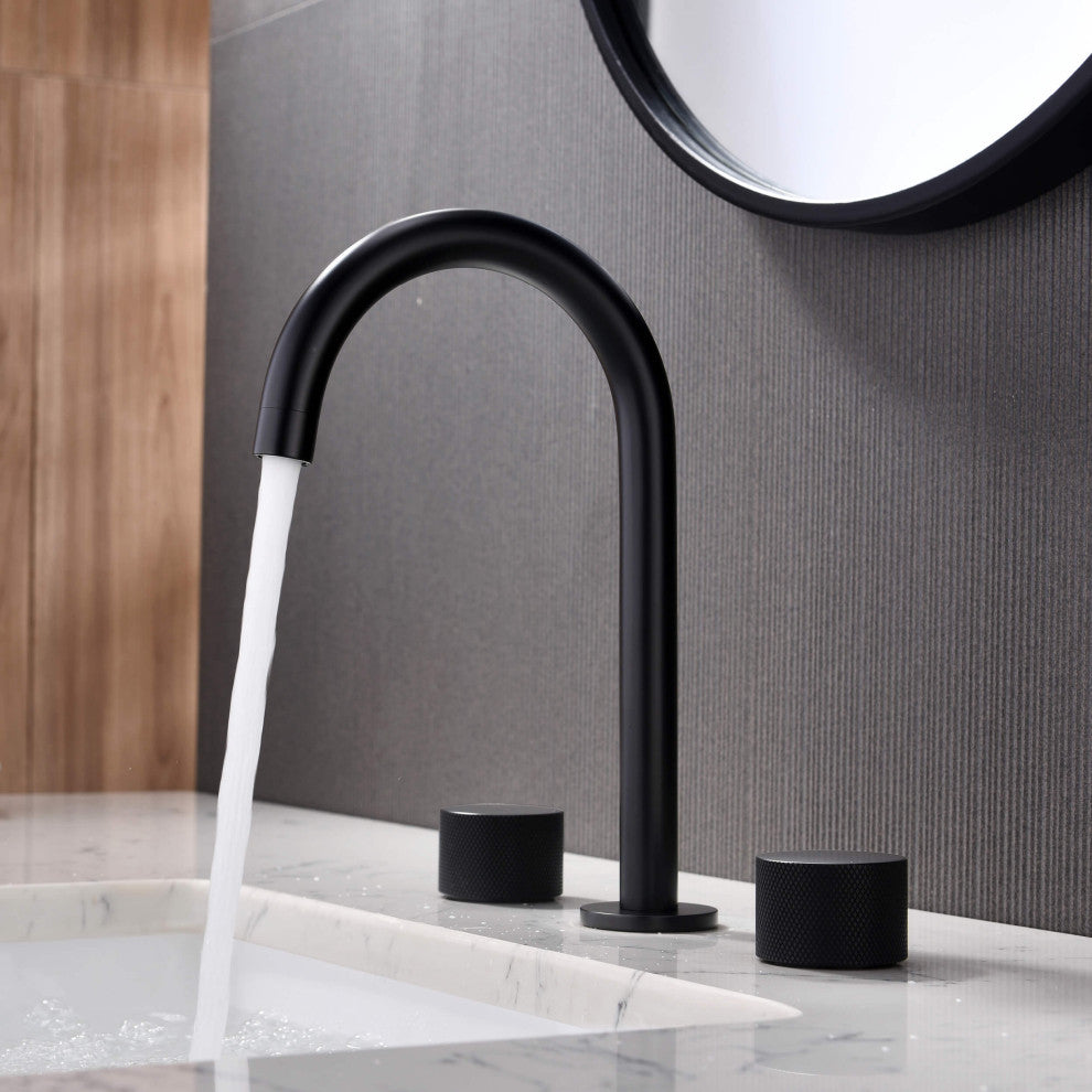 Circular X 8" Bathroom Sink Widespread Faucet with Drain Assembly, Matte Black