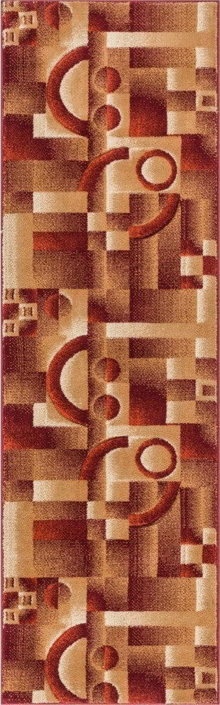 Well Woven Brooklyn South Street Red Modern Geometric Runner Rug