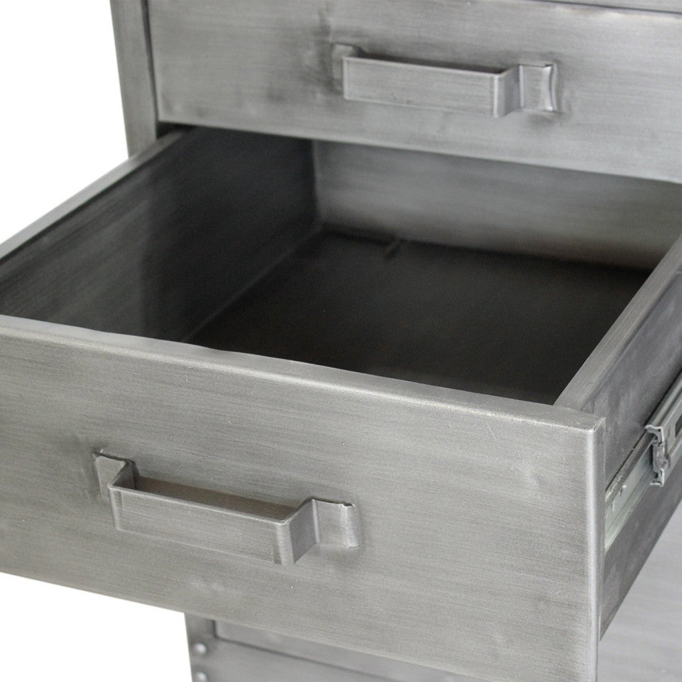 Pratt Truss Industrial Steel Office Desk with Movable Cabinet Drawers