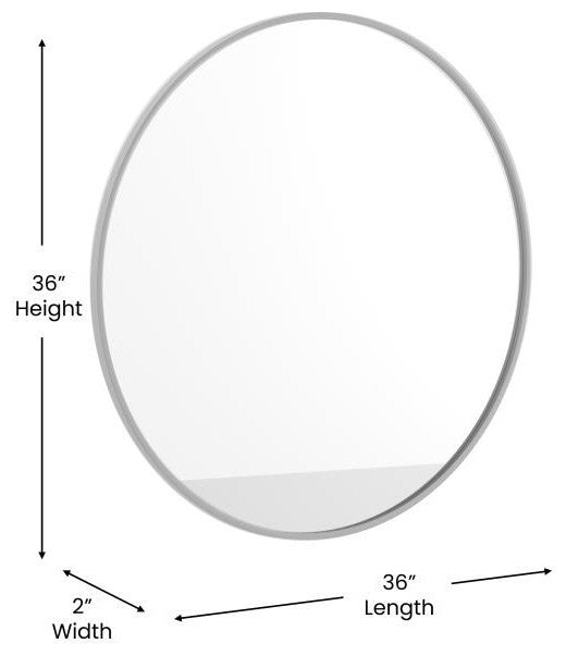 Julianne Round Metal Framed Wall Mirror, Silver, 36"